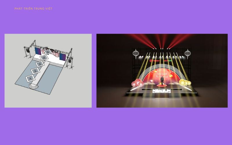 Tổng thế bố cục trang trí sân khấu phải hài hòa, cân đối